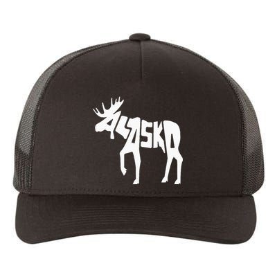 Alaska Moose Word Art Funny Animal Yupoong Adult 5-Panel Trucker Hat