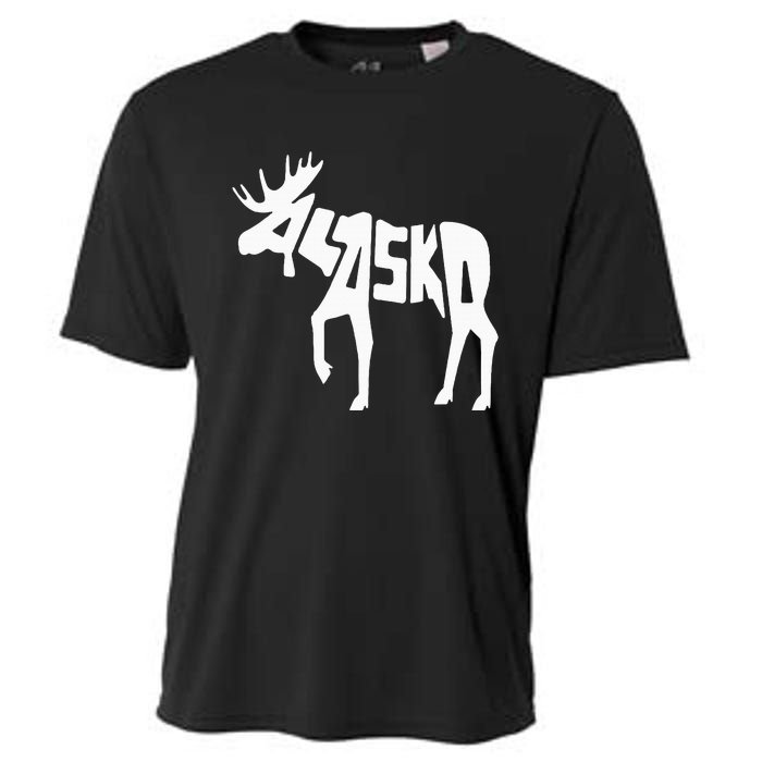 Alaska Moose Word Art Funny Animal Cooling Performance Crew T-Shirt