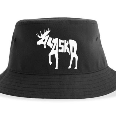 Alaska Moose Word Art Funny Animal Sustainable Bucket Hat