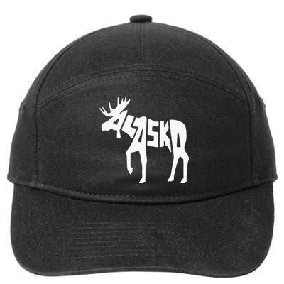 Alaska Moose Word Art Funny Animal 7-Panel Snapback Hat