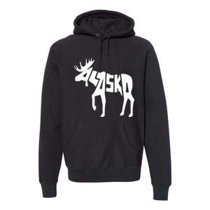 Alaska Moose Word Art Funny Animal Premium Hoodie