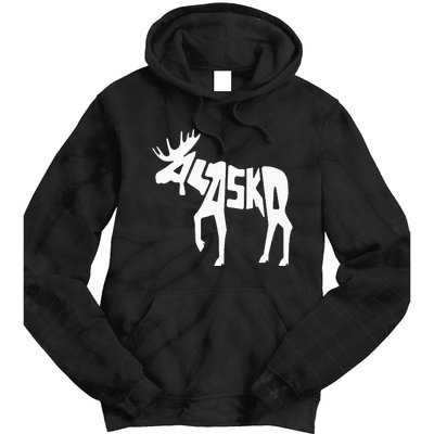 Alaska Moose Word Art Funny Animal Tie Dye Hoodie