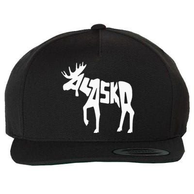 Alaska Moose Word Art Funny Animal Wool Snapback Cap