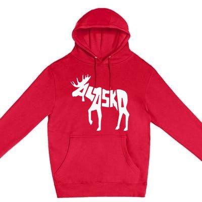 Alaska Moose Word Art Funny Animal Premium Pullover Hoodie