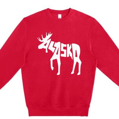 Alaska Moose Word Art Funny Animal Premium Crewneck Sweatshirt