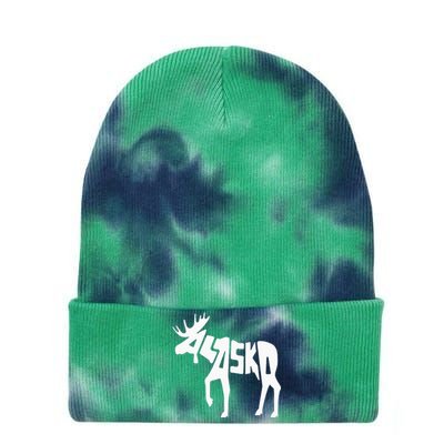 Alaska Moose Word Art Funny Animal Tie Dye 12in Knit Beanie