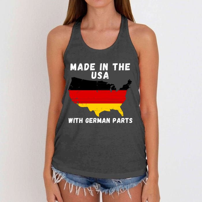 American Made With German Parts Germany Pride Germany USA Women's Knotted Racerback Tank