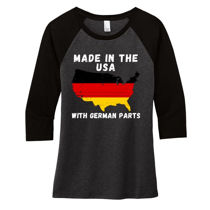 American Made With German Parts Germany Pride Germany USA Women's Tri-Blend 3/4-Sleeve Raglan Shirt