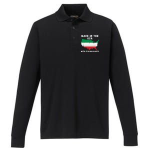 American Made With Italian Parts Italian Pride Italian USA Performance Long Sleeve Polo