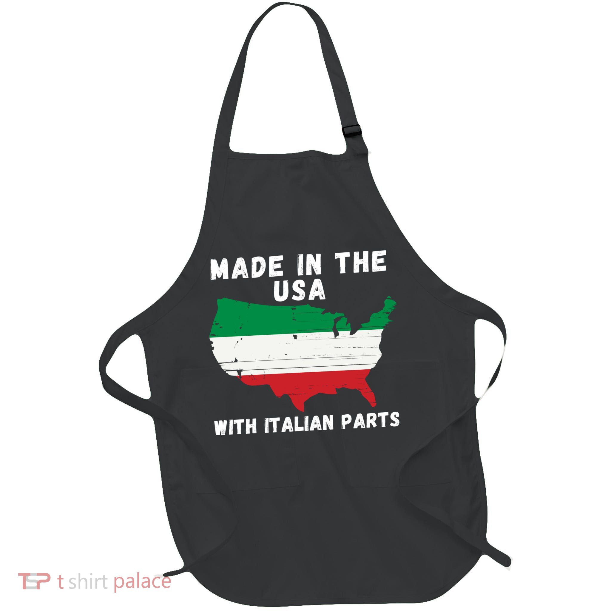 American Made With Italian Parts Italian Pride Italian USA Full-Length Apron With Pockets