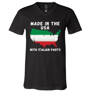 American Made With Italian Parts Italian Pride Italian USA V-Neck T-Shirt