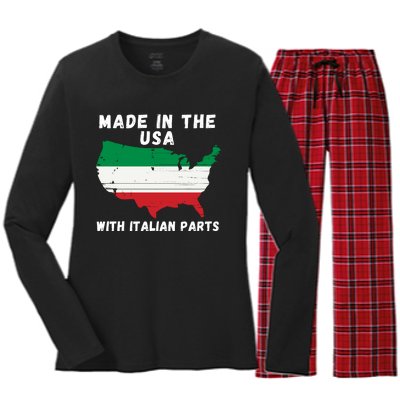 American Made With Italian Parts Italian Pride Italian USA Women's Long Sleeve Flannel Pajama Set 