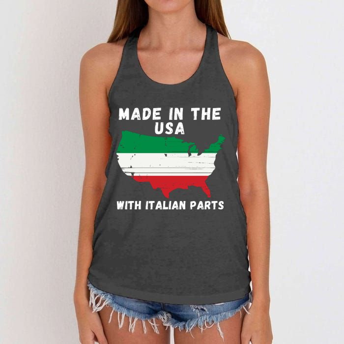 American Made With Italian Parts Italian Pride Italian USA Women's Knotted Racerback Tank