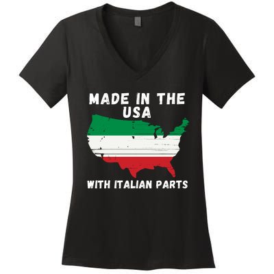 American Made With Italian Parts Italian Pride Italian USA Women's V-Neck T-Shirt