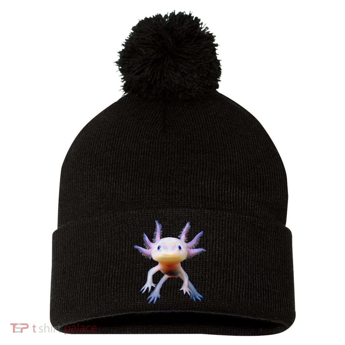 Axolotl Mexican Walking Fish Cute Amphibian Axolotl Pom Pom 12in Knit Beanie