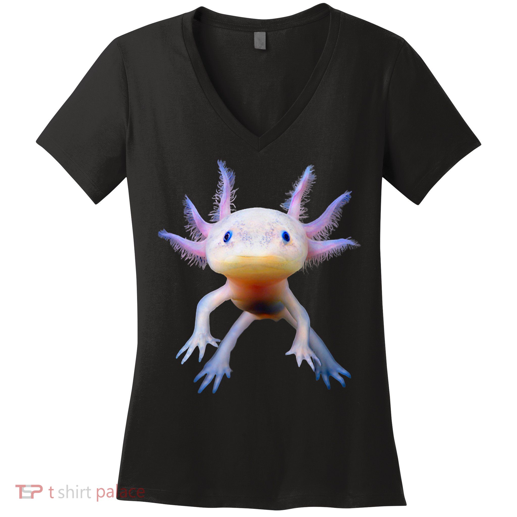 Axolotl Mexican Walking Fish Cute Amphibian Axolotl Women's V-Neck T-Shirt