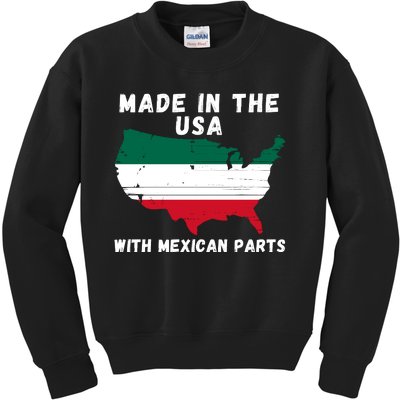 American Made With Mexican Parts Mexican Pride Mexican USA Kids Sweatshirt