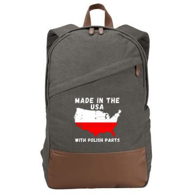 American Made With Polish Parts Polish Pride Poland USA Cotton Canvas Backpack