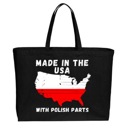 American Made With Polish Parts Polish Pride Poland USA Cotton Canvas Jumbo Tote