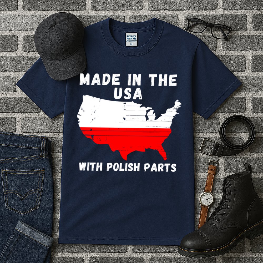American Made With Polish Parts Polish Pride Poland USA Tall T-Shirt