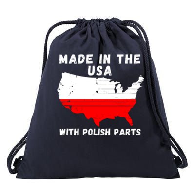 American Made With Polish Parts Polish Pride Poland USA Drawstring Bag