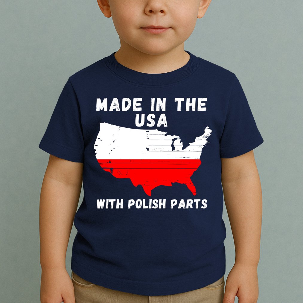 American Made With Polish Parts Polish Pride Poland USA Toddler T-Shirt