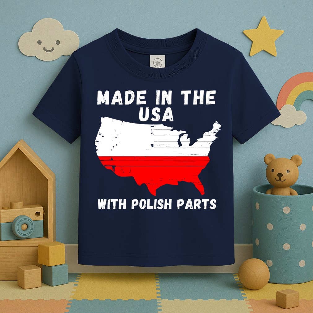 American Made With Polish Parts Polish Pride Poland USA Toddler T-Shirt