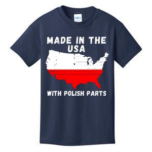 American Made With Polish Parts Polish Pride Poland USA Kids T-Shirt