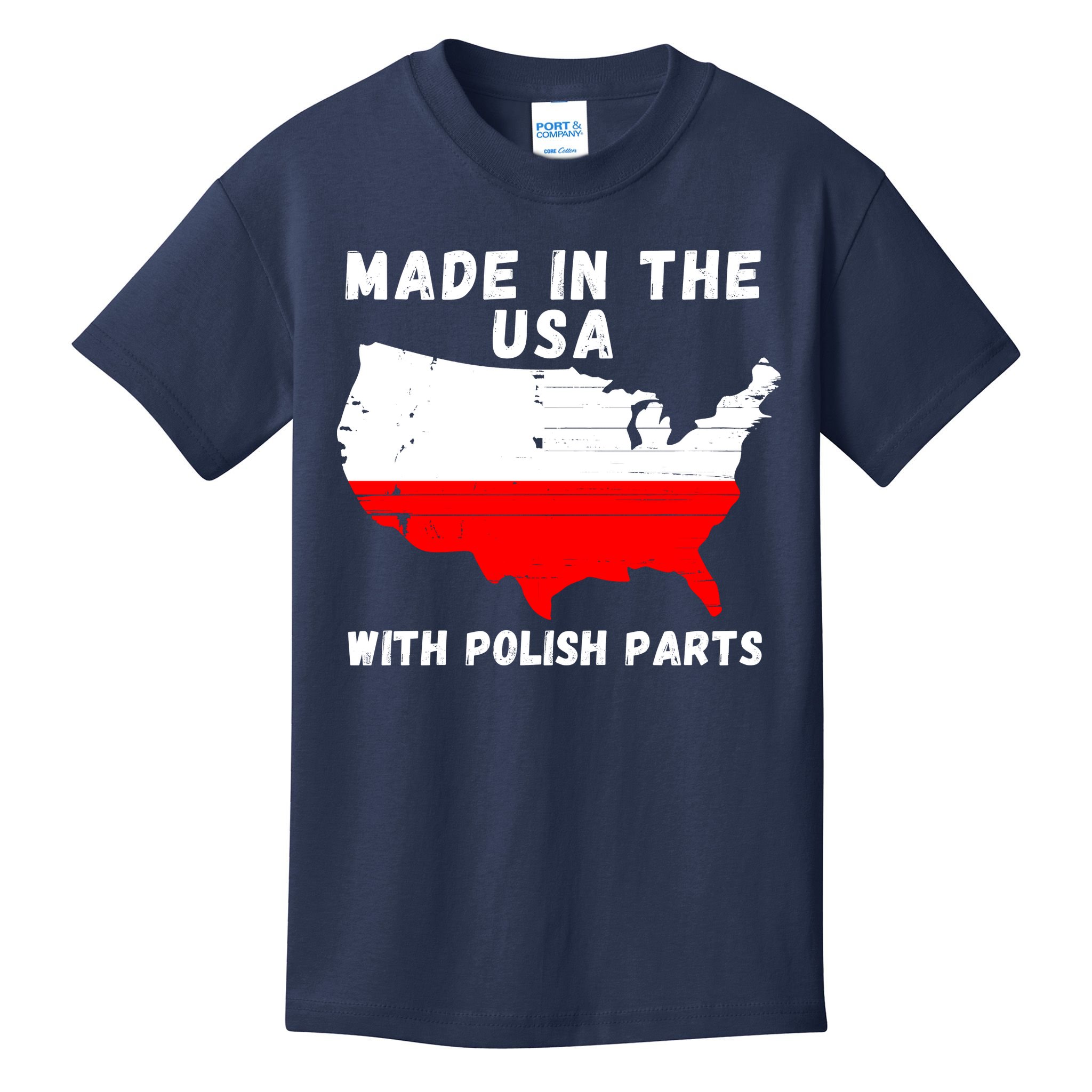 American Made With Polish Parts Polish Pride Poland USA Kids T-Shirt