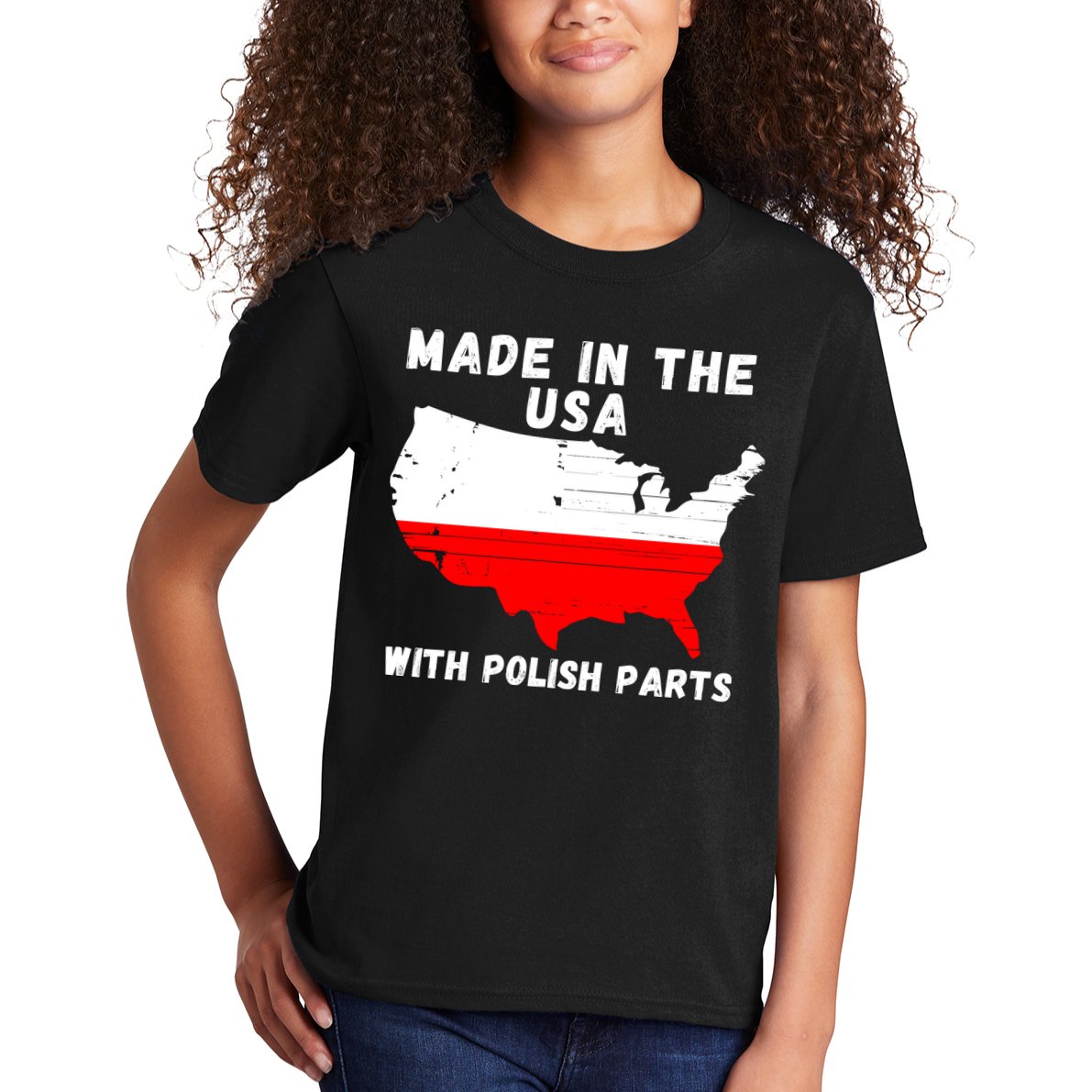 American Made With Polish Parts Polish Pride Poland USA Kids T-Shirt