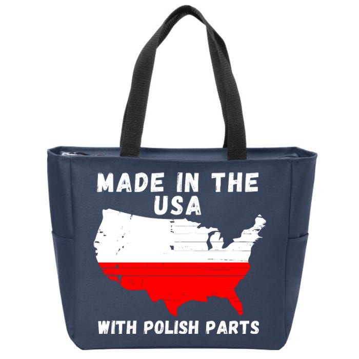 American Made With Polish Parts Polish Pride Poland USA Zip Tote Bag