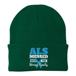 ALS Messed With The Wrong Family ALS Awareness Support Squad Knit Cap Winter Beanie