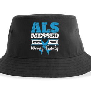 ALS Messed With The Wrong Family ALS Awareness Support Squad Sustainable Bucket Hat