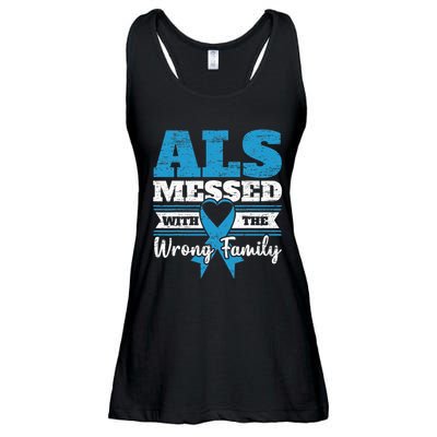 ALS Messed With The Wrong Family ALS Awareness Support Squad Ladies Essential Flowy Tank