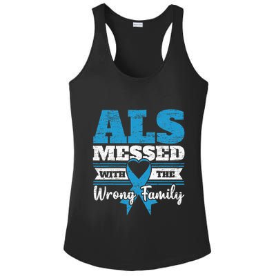 ALS Messed With The Wrong Family ALS Awareness Support Squad Ladies PosiCharge Competitor Racerback Tank