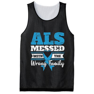 ALS Messed With The Wrong Family ALS Awareness Support Squad Mesh Reversible Basketball Jersey Tank