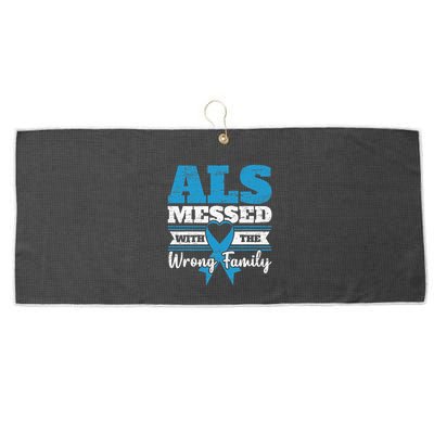 ALS Messed With The Wrong Family ALS Awareness Support Squad Large Microfiber Waffle Golf Towel
