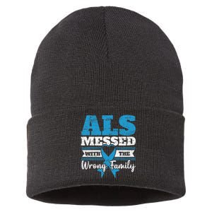 ALS Messed With The Wrong Family ALS Awareness Support Squad Sustainable Knit Beanie