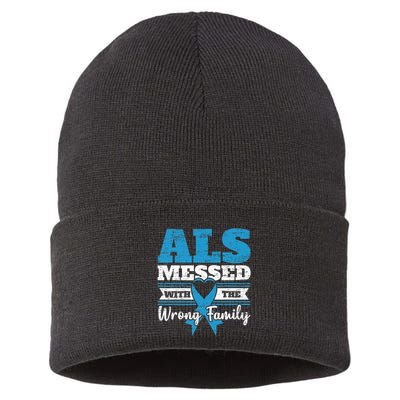 ALS Messed With The Wrong Family ALS Awareness Support Squad Sustainable Knit Beanie