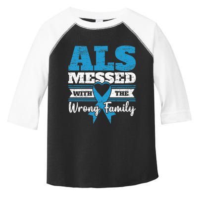 ALS Messed With The Wrong Family ALS Awareness Support Squad Toddler Fine Jersey T-Shirt