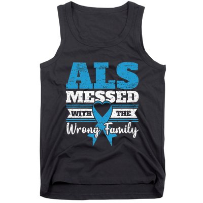 ALS Messed With The Wrong Family ALS Awareness Support Squad Tank Top