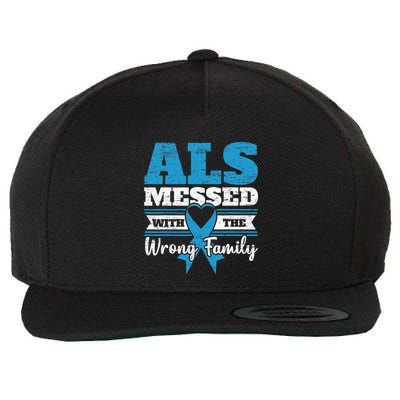 ALS Messed With The Wrong Family ALS Awareness Support Squad Wool Snapback Cap