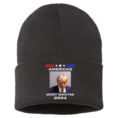 Americas Most Wanted Trump 2024 Sustainable Knit Beanie