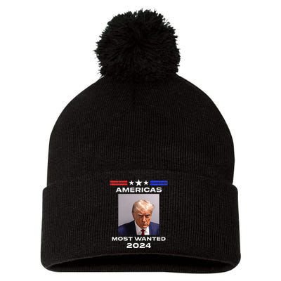 Americas Most Wanted Trump 2024 Pom Pom 12in Knit Beanie