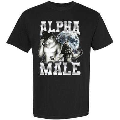 Alpha Male Wolf Meme Ironic Brainrot Garment-Dyed Heavyweight T-Shirt