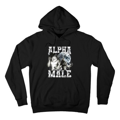 Alpha Male Wolf Meme Ironic Brainrot Hoodie