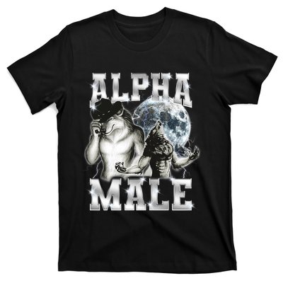 Alpha Male Wolf Meme Ironic Brainrot T-Shirt