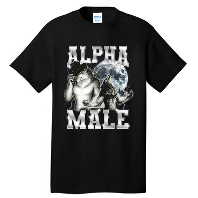 Alpha Male Wolf Meme Ironic Brainrot Tall T-Shirt