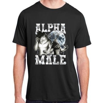 Alpha Male Wolf Meme Ironic Brainrot Adult ChromaSoft Performance T-Shirt