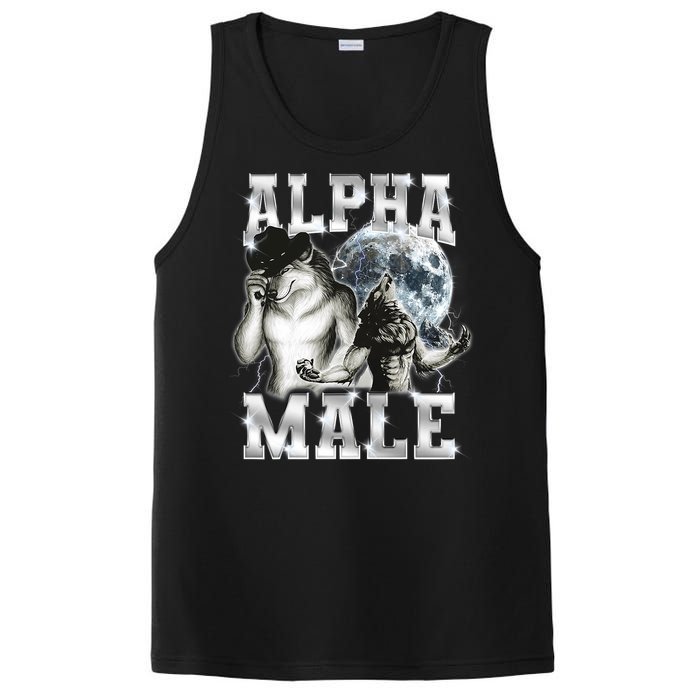 Alpha Male Wolf Meme Ironic Brainrot PosiCharge Competitor Tank